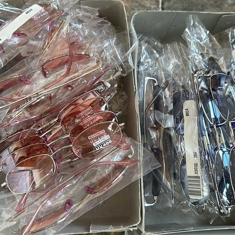 Deadstock New Vintage Y2K Blue and Pink Small Rectangle Sunglasses
